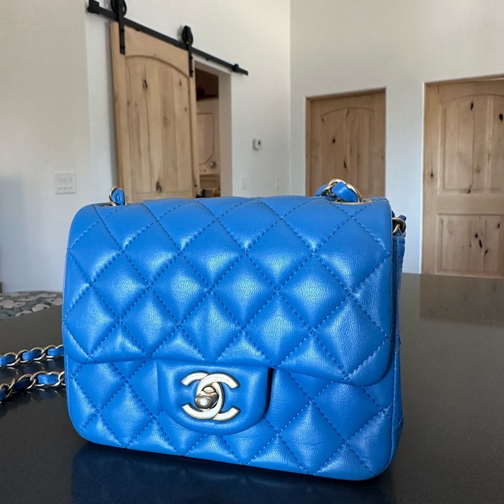CHANEL ✨ Baby Blue Mini Square Flap Bag - Excelled pre-loved condition